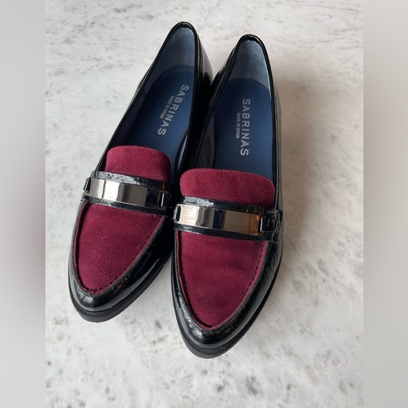 SABRINAS  Black Patent leather shoe with wine colored suede top woman’s size 7 - Picture 3 of 5